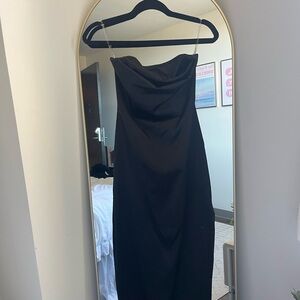 Savoy Black Satin Maxi Dress- 12th Tribe